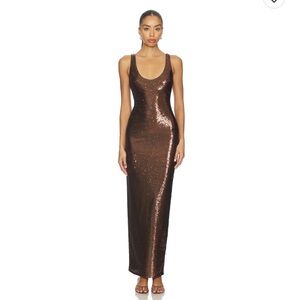 NBD Sequin Maxi Dress in Brown